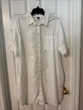 Old Navy White Midi Shirt Dress - Button Front